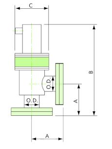 Pneumatisk vinkelventil med "bonnet seal" av metall NW16CF-NW100CF. Ritning.